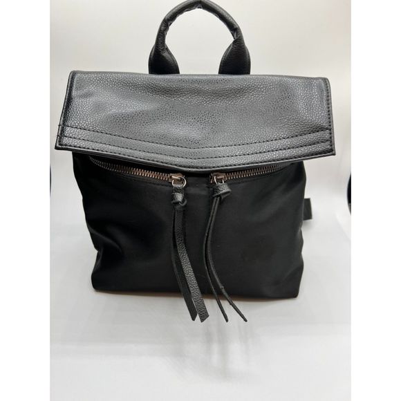 Botkier New York Backpack Bag Leather-like flap Magnet Close Trendy Logo Straps